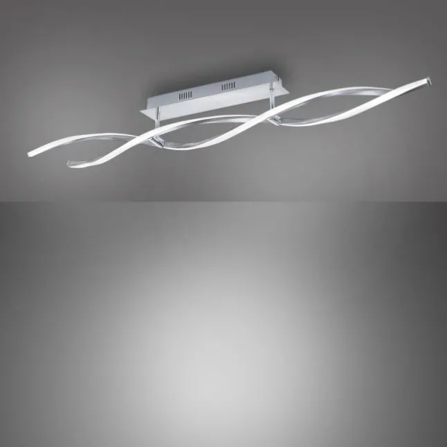 LED Deckenleuchte, stahlfarben, wellenförmige Leuchtkörper, dimmbar, modern