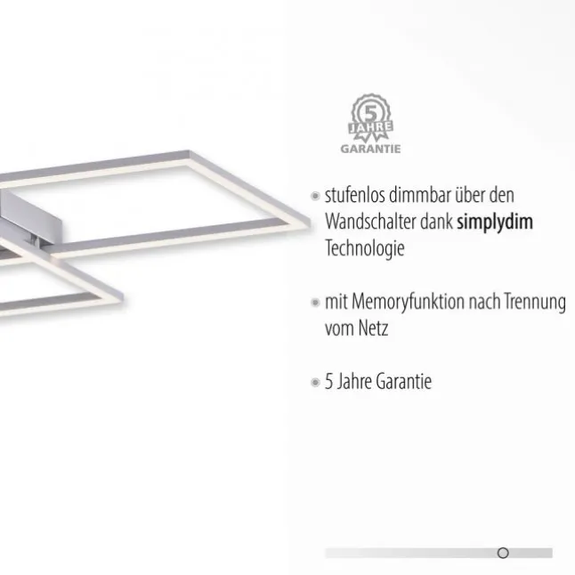 LED Deckenleuchte, stahlfarben, Memory Funktion, inkl Dimmfunktion, modern