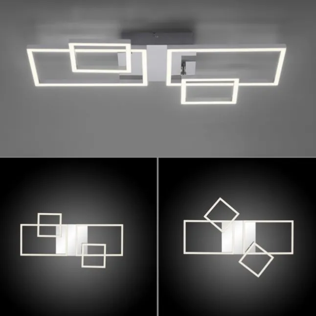 LED Deckenleuchte, stahlfarben, modern, warmweiß, Design