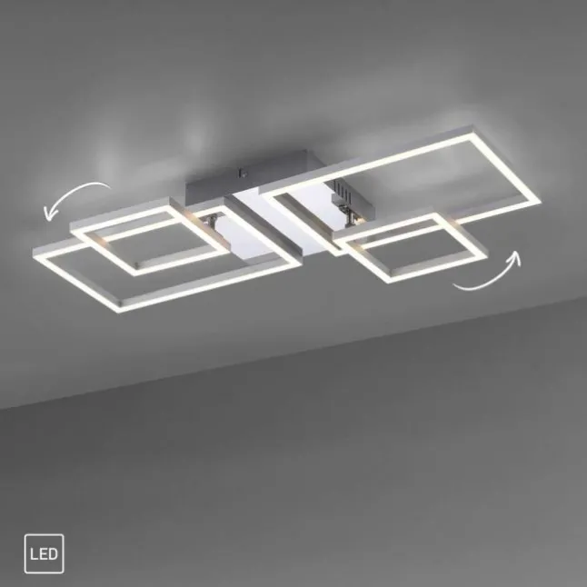 LED Deckenleuchte, stahlfarben, modern, warmweiß, Design