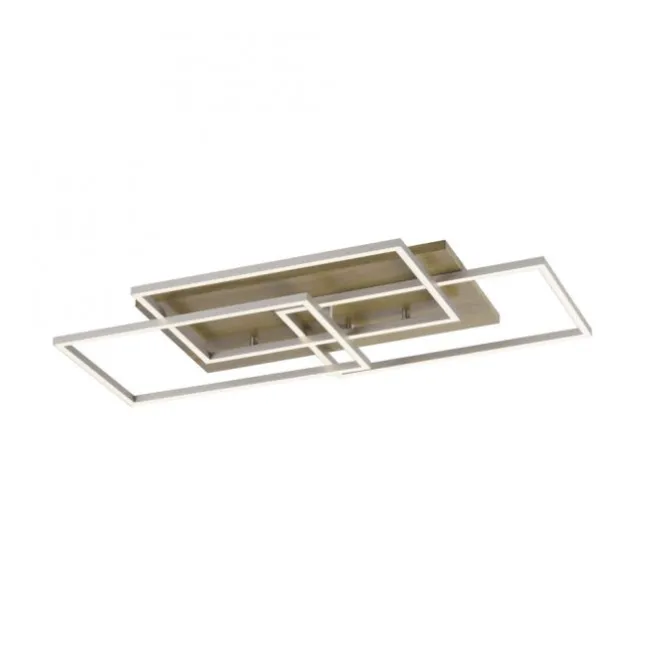 LED-Deckenleuchte, stahlfarben, Holzdekor, 72x40cm, CCT