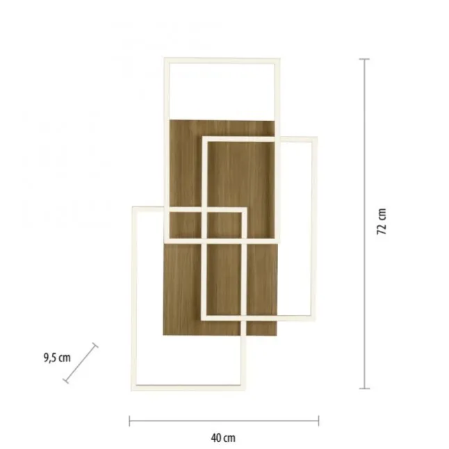 LED-Deckenleuchte, stahlfarben, Holzdekor, 72x40cm, CCT