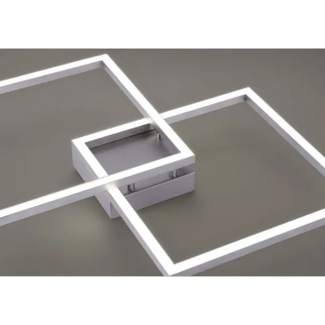 LED Deckenleuchte stahlfarben, quadratisch, Smart Home fähig, dimmbar, Fernbedienung