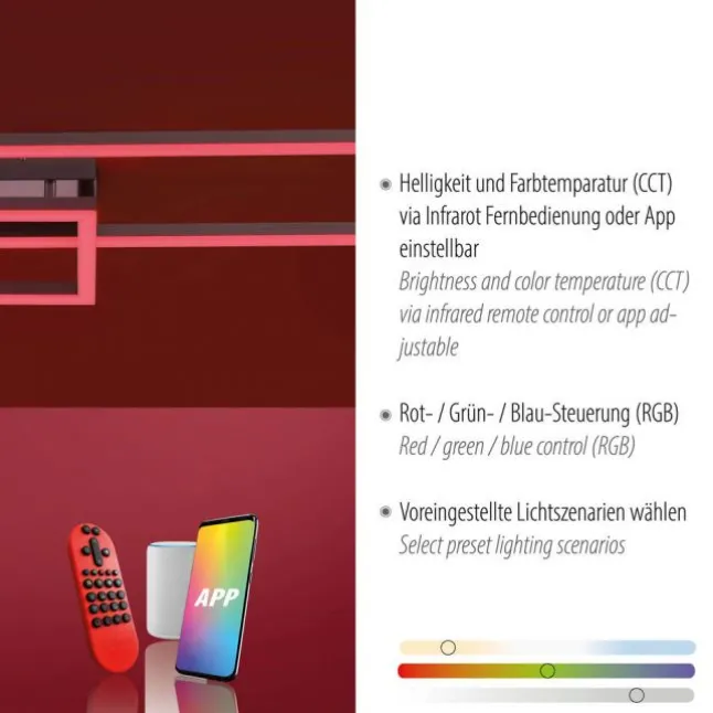 LED Deckenleuchte stahlfarben und quadratisch, im Geometric Look Smart Home fähig