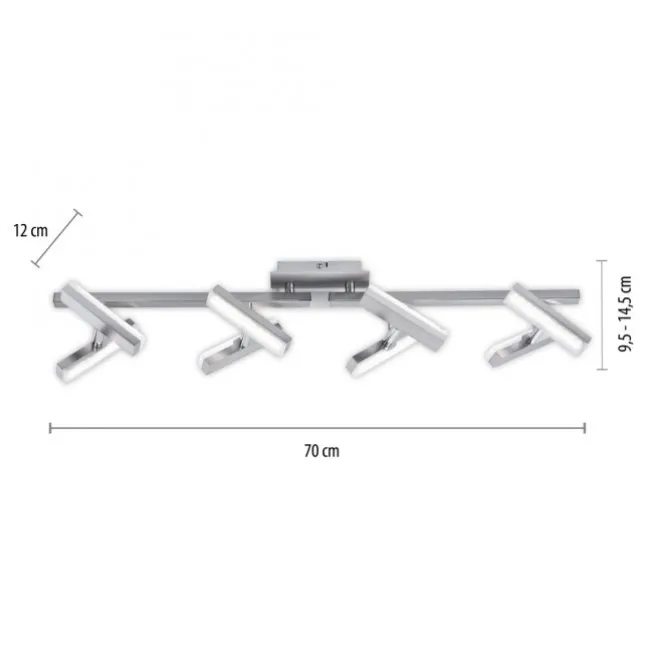 LED-Deckenleuchte, Stahl, 8flammig, drehbare Leuchtenköpfe, modernes Design