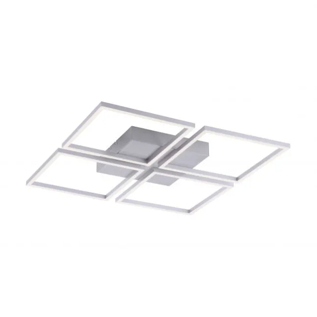 LED-Deckenleuchte, stahl, quadratisch, warmweiße Lichtfarbe, Dimmfunktion