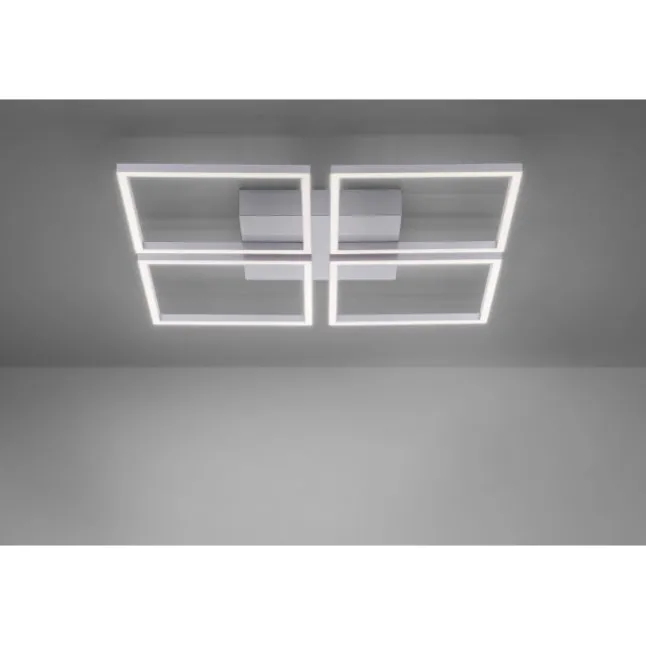 LED-Deckenleuchte, stahl, quadratisch, warmweiße Lichtfarbe, Dimmfunktion