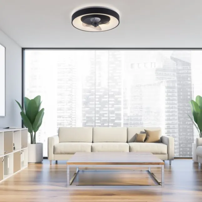 LED Deckenleuchte Ventialtor schwarz mit Timer dimmbar Memoryfunktion
