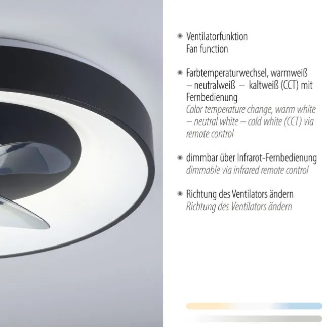 LED Deckenleuchte Ventialtor schwarz mit Timer dimmbar Memoryfunktion