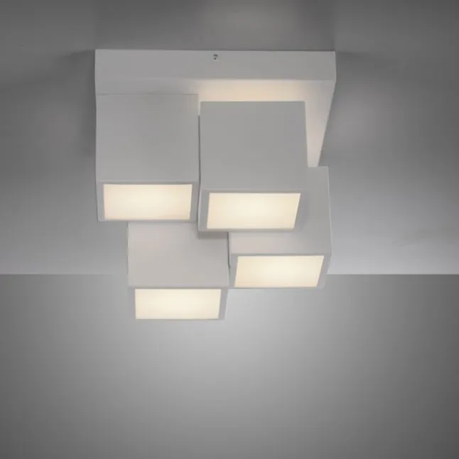 LED Deckenleuchte weiß modern Würfel Form warmweiß Wohnzimmer