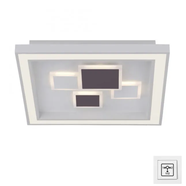 LED-Deckenleuchte, weiß, quadratisch, modern, geometrisches Musterung