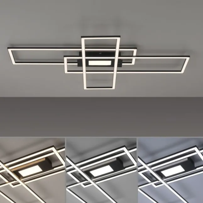 LED Deckenleuchte, Wohnzimmer, schwarz, dimmbar, Fernbedienung