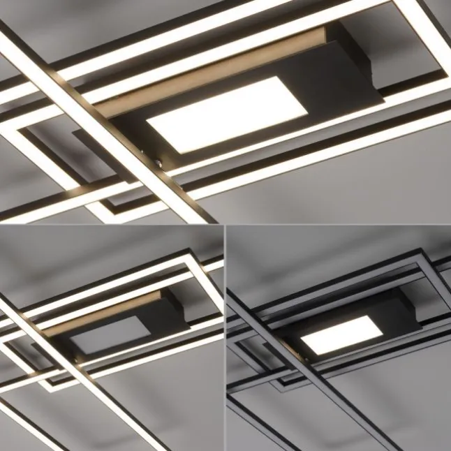 LED Deckenleuchte, Wohnzimmer, schwarz, dimmbar, Fernbedienung