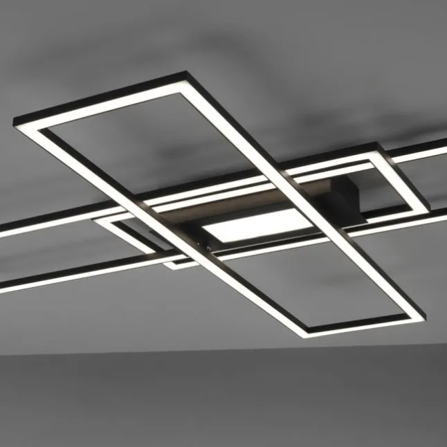 LED Deckenleuchte, Wohnzimmer, schwarz, dimmbar, Fernbedienung