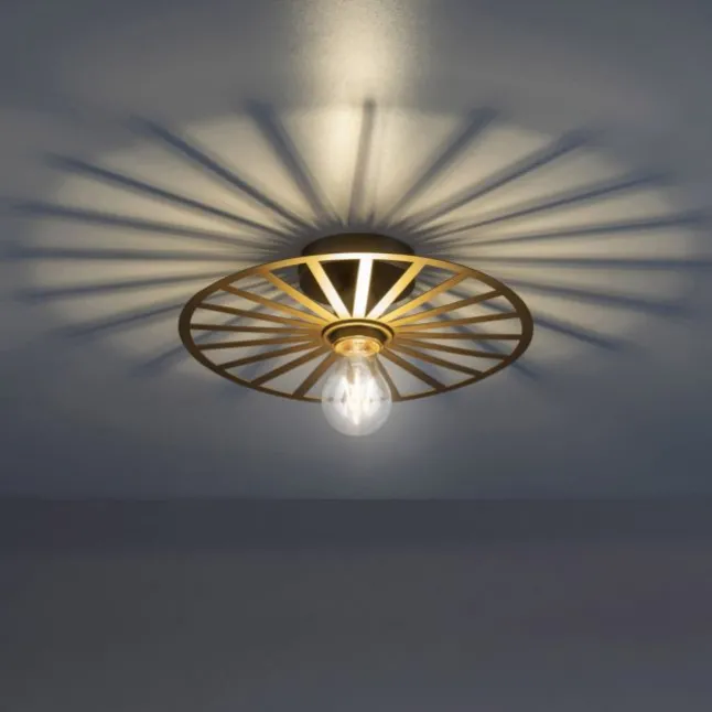 LED Deckenleuchte 30x30 messing matt farbig rund Speichenoptik Wandlampe