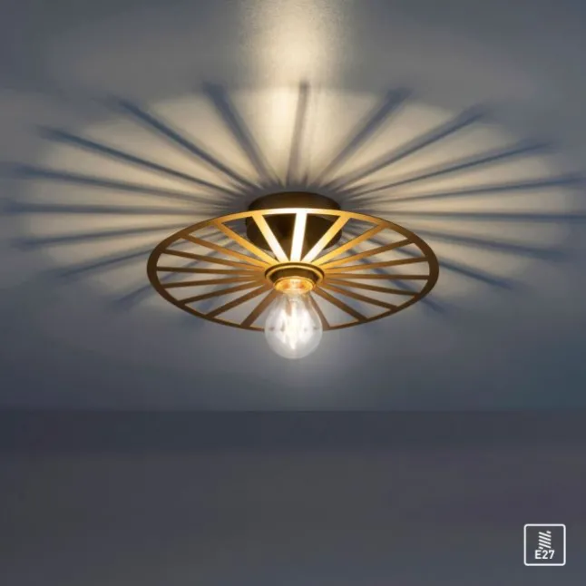LED Deckenleuchte 30x30 messing matt farbig rund Speichenoptik Wandlampe