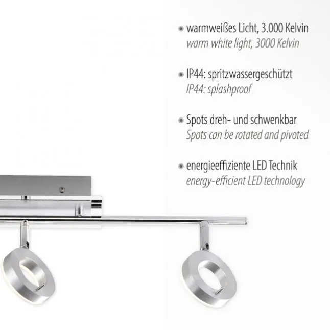 LED-Deckenstrahler, Aluminium, 3 Leuchtköpfe, warmweiße Lichtfarbe, modern