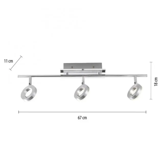 LED-Deckenstrahler, Aluminium, 3 Leuchtköpfe, warmweiße Lichtfarbe, modern