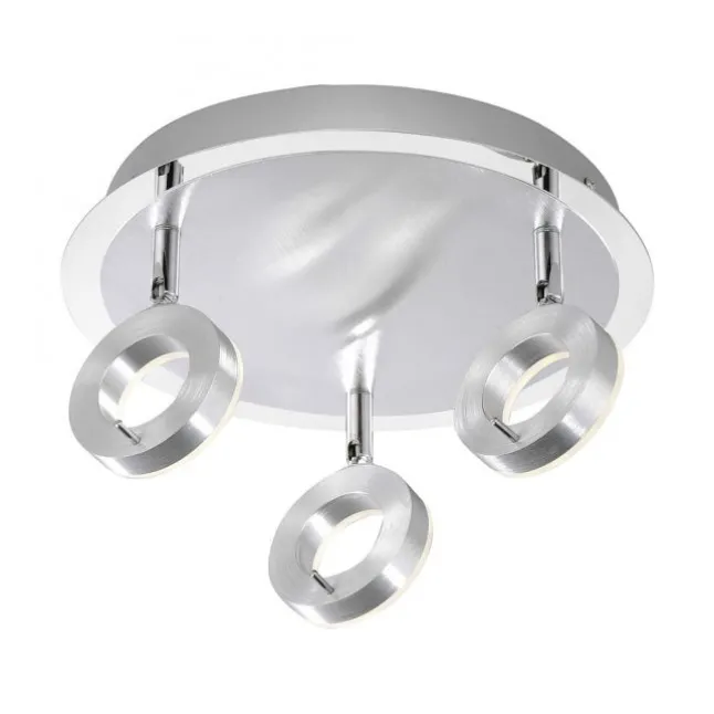 LED-Deckenstrahler, aluminium-matt, 3 Leuchtköpfe, warmweiße Lichtfarbe
