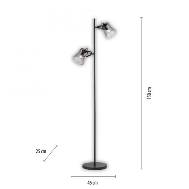 LED 2 flammige Stehlampe schwarz drehbar Fußschalter schlichtes Design