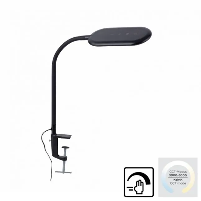 LED Klemmleuchte, schwarz, CCT, dimmbar, Innenleuchte, IP20