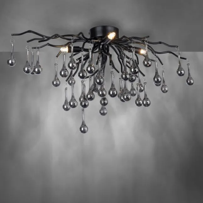 LED Kronleuchter ICICLE schwarz Glaskristallanhänger Schlafzimmer