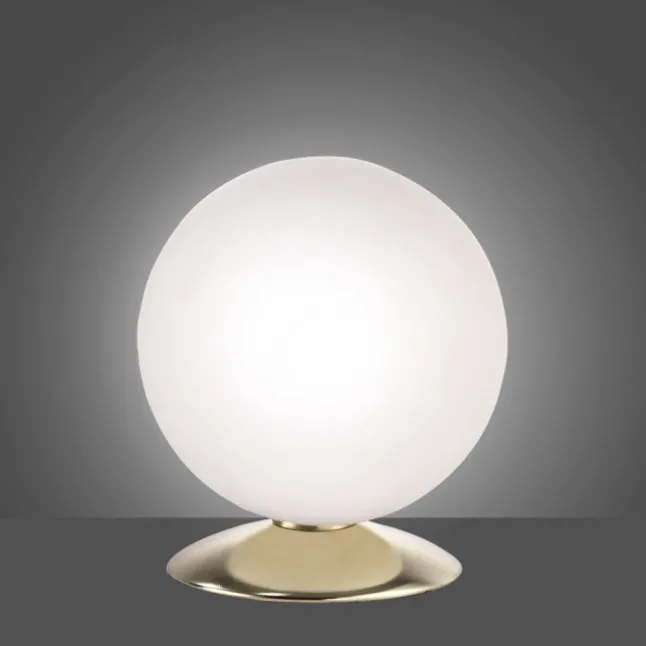 LED-Kugelleuchte, messing-matt, Touchdimmer, blendfrei, Opalglas