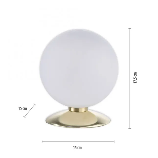 LED-Kugelleuchte, messing-matt, Touchdimmer, blendfrei, Opalglas