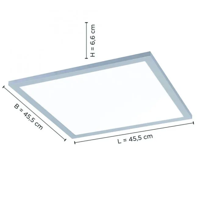 LED Panel Rahmen silberfarbig, 45,5x45,5cm, Fernbedienung, platzsparend