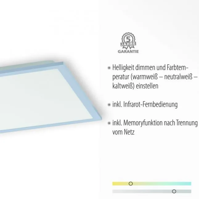 LED Panel Rahmen silberfarbig, 45,5x45,5cm, Fernbedienung, platzsparend