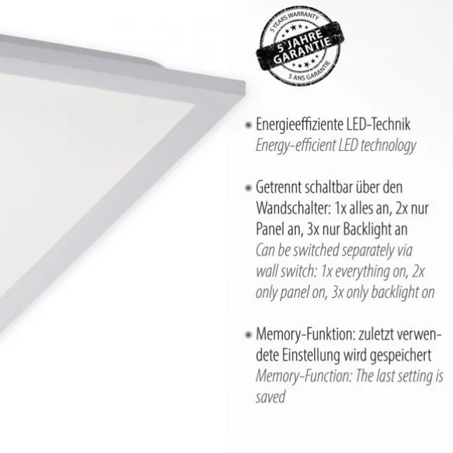 LED Panel, weiss, 45x45, Backlight, Memory Funktion, Serienschaltung