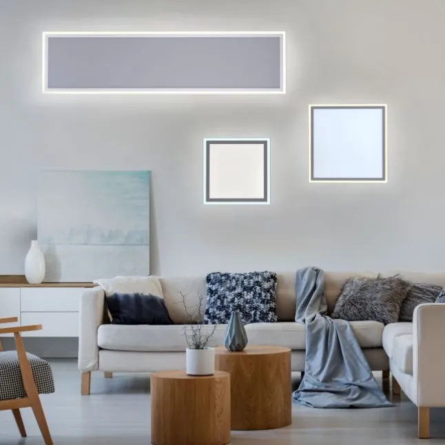 LED Panel, zus. Rahmenlicht, weiß, 120x30cm, Fernbedienung, getr. schaltbar