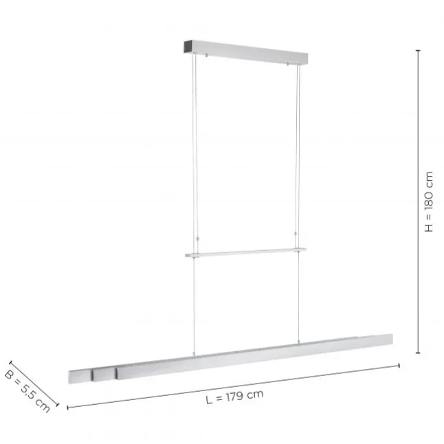 LED-Pendelleuchte, Alu, höhenverstellbar, ausziehbar, Touchdimmer