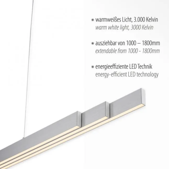 LED-Pendelleuchte, aluminium, höhenverstellbar, ausziehbar