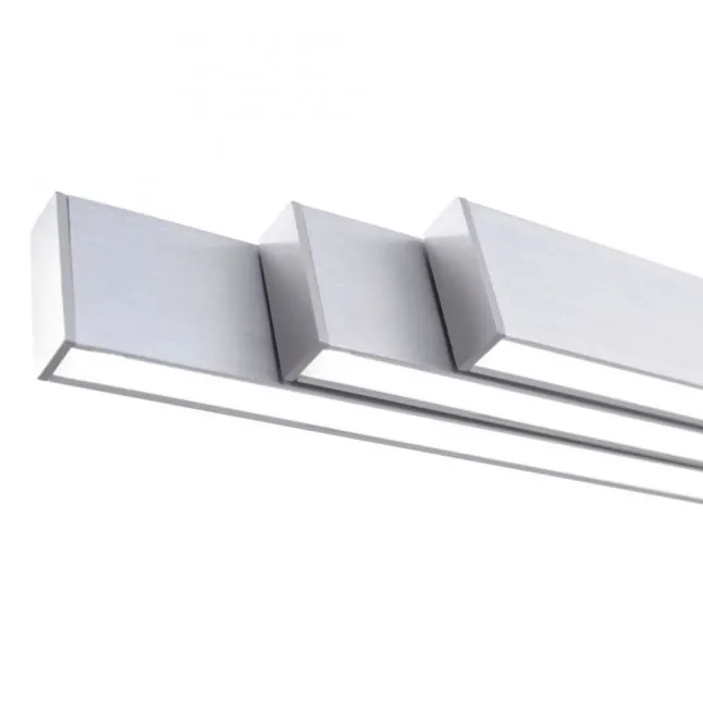 LED-Pendelleuchte, aluminiumfarben, lineare Form, verstellbare Leuchtkörper