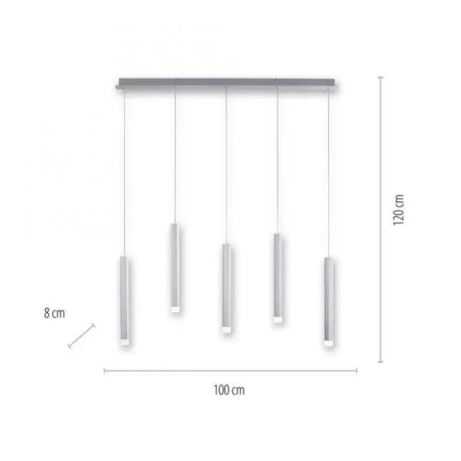 LED-Pendelleuchte Alu silber warmweiß, IP20, Innenleuchte