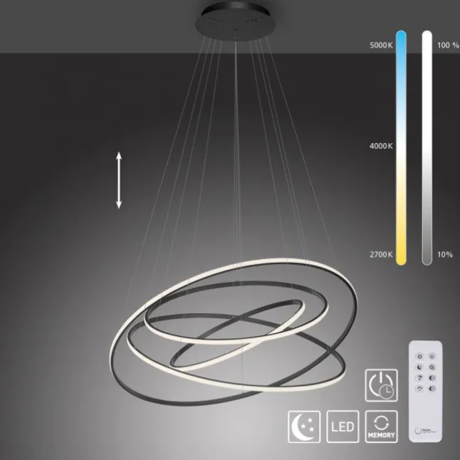 LED Pendelleuchte anthrazit dimmbar CCT Memoryfunktion höhenverstellbar