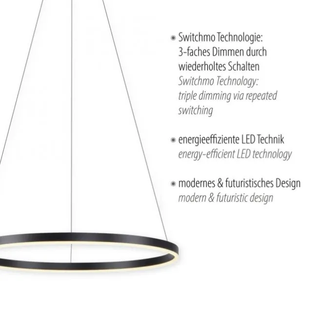 LED Pendelleuchte anthrazit rund Ø60cm dimmbar Switchmo warmweiß