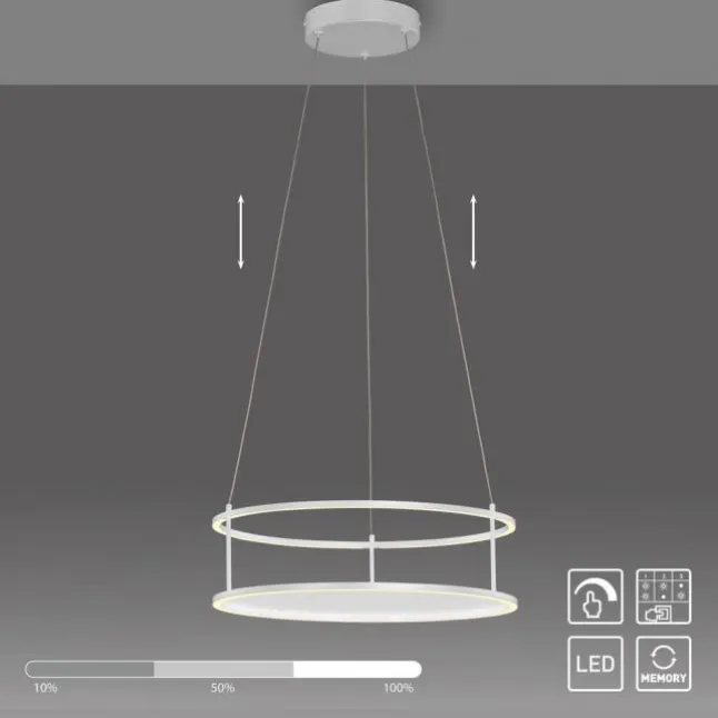 LED Pendelleuchte CONNI weiss, rund, Touchdimmer, höhenverstellbar