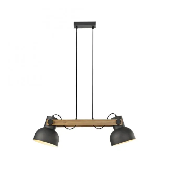LED Pendelleuchte 2 flammig Akazienholz höhenverstellbar Industrial