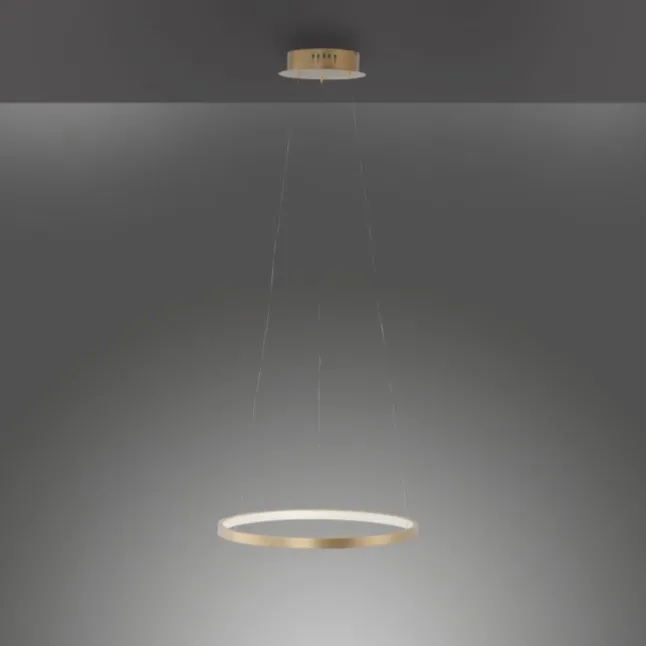 LED-Pendelleuchte, goldfarben, Leuchtring, warmweiße Lichtfarbe, modern
