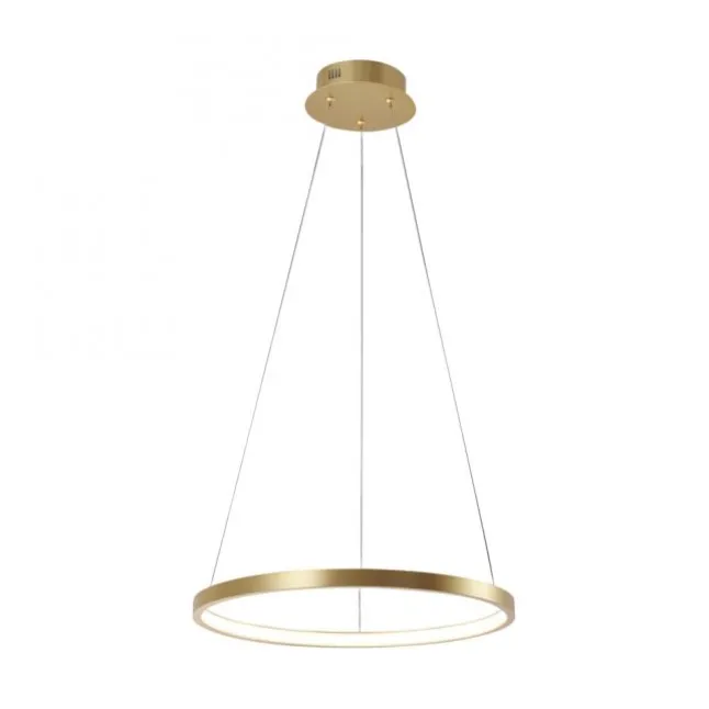 LED-Pendelleuchte, goldfarben, Leuchtring, warmweiße Lichtfarbe, modern