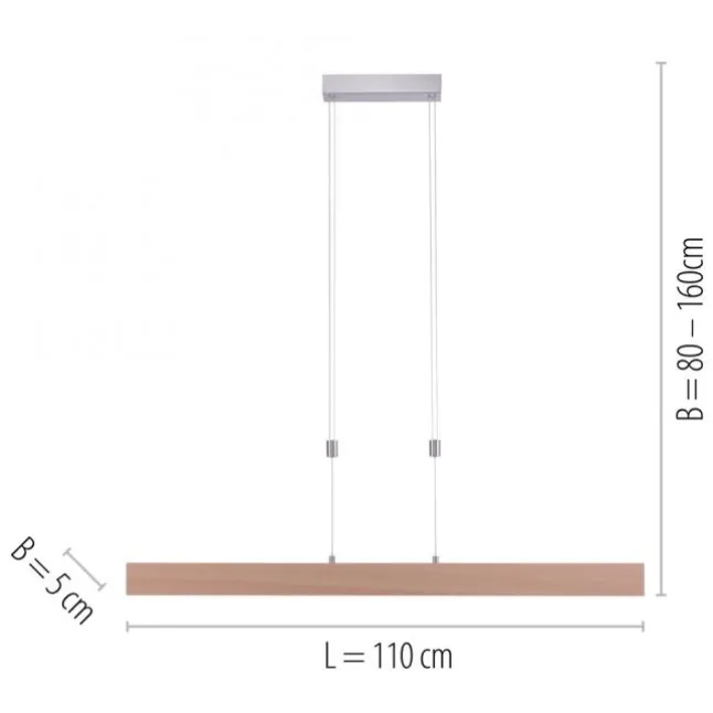 LED-Pendelleuchte, Holzdekor, höhenverstellbar, CCT-Farbmanagement, dimmbar