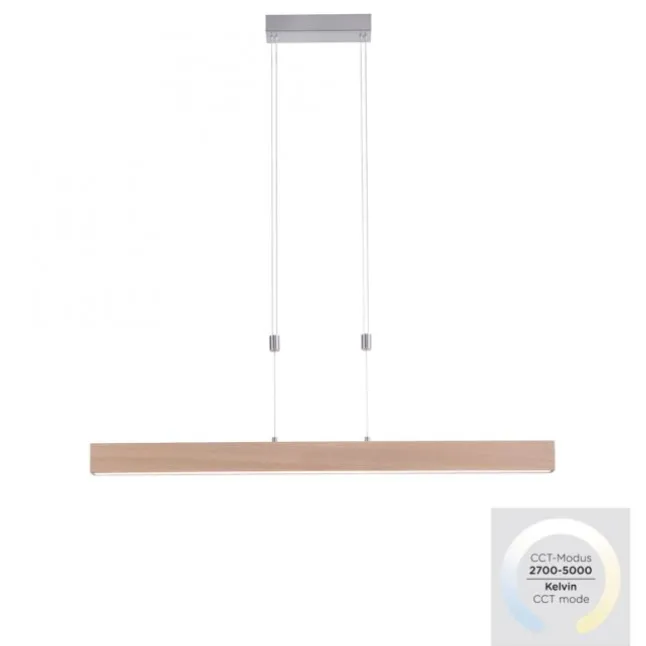 LED-Pendelleuchte, Holzdekor, höhenverstellbar, CCT-Farbmanagement, dimmbar