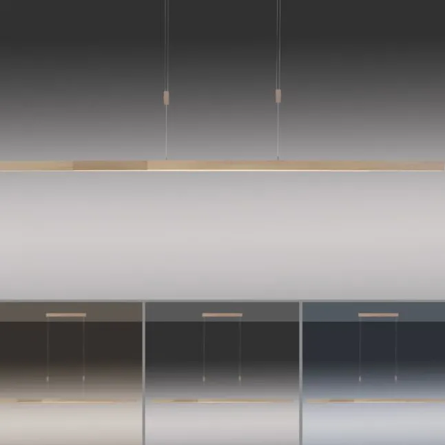 LED Pendelleuchte, Holzdekor-Optik, Lichtfarbensteuerung (CCT), ausziehbar