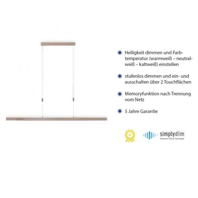 LED Pendelleuchte, Holzdekor-Optik, Lichtfarbensteuerung (CCT), ausziehbar