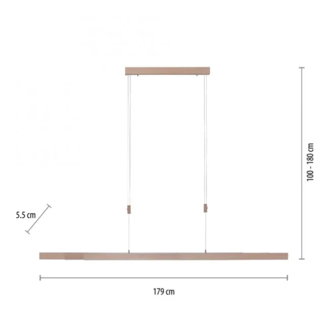 LED Pendelleuchte, Holzdekor-Optik, Lichtfarbensteuerung (CCT), ausziehbar