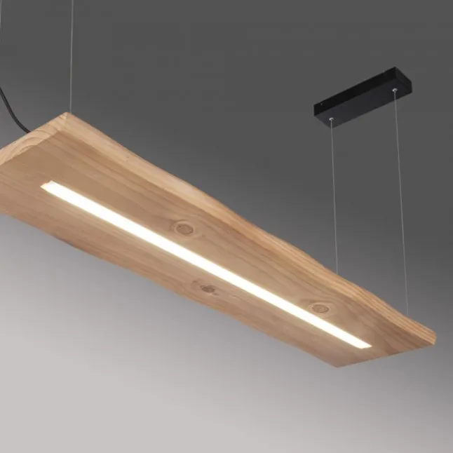 LED-Pendelleuchte, holz-natur, CCT, dimmbar, Memory, IP20
