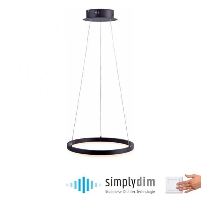 LED Pendelleuchte, rund, anthrazitfarben, Dimmfunktion, Memory Funktion