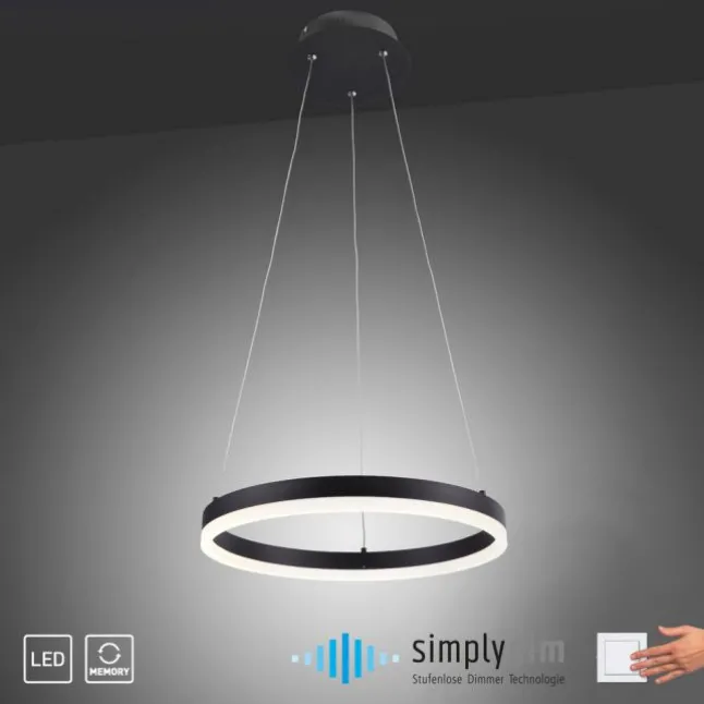 LED Pendelleuchte, rund, anthrazitfarben, Dimmfunktion, Memory Funktion